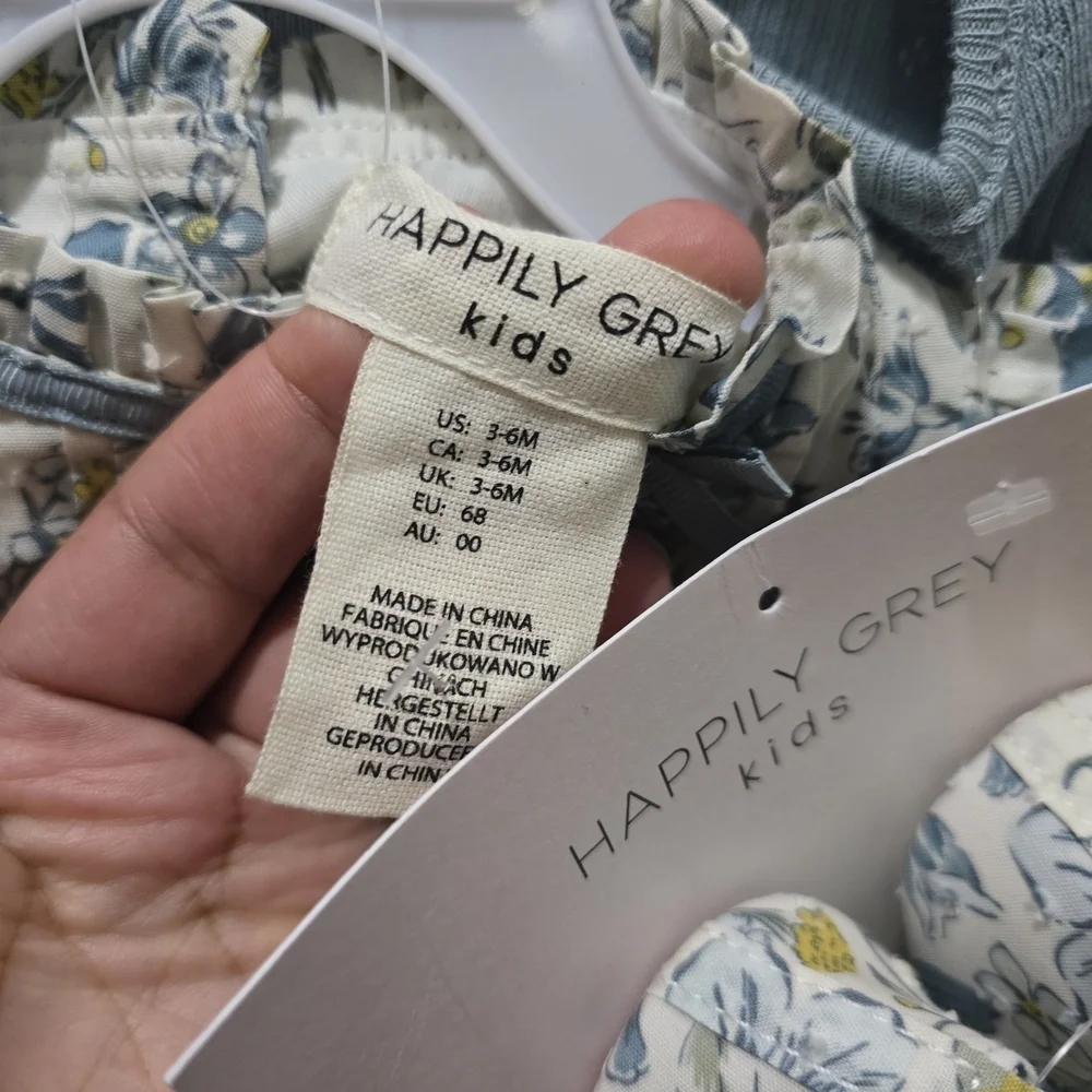 Happily Grey Kids Floral Bodysuit and Shoe Set - Blue and Yellow